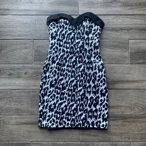 Betsey Johnson Cheetah Black White Cocktail Dress